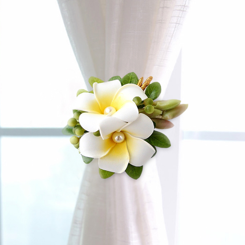 Frangipani 커튼 장식품 웨딩 클립 시뮬레이션 꽃 끈 스테인레스 스틸 케이블 타이 붕대 창 스크린 쥬얼리